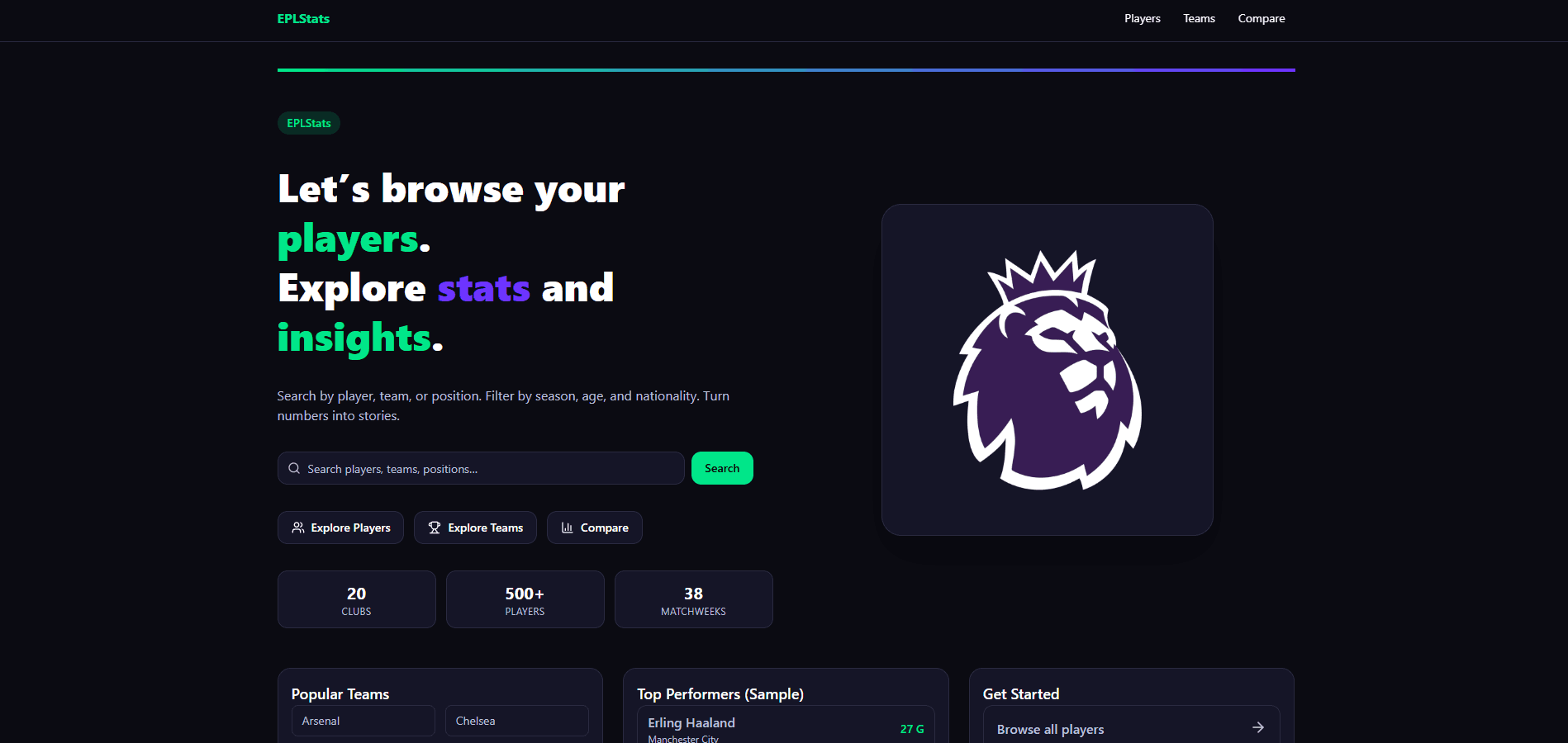 EPL Players Stats screenshot